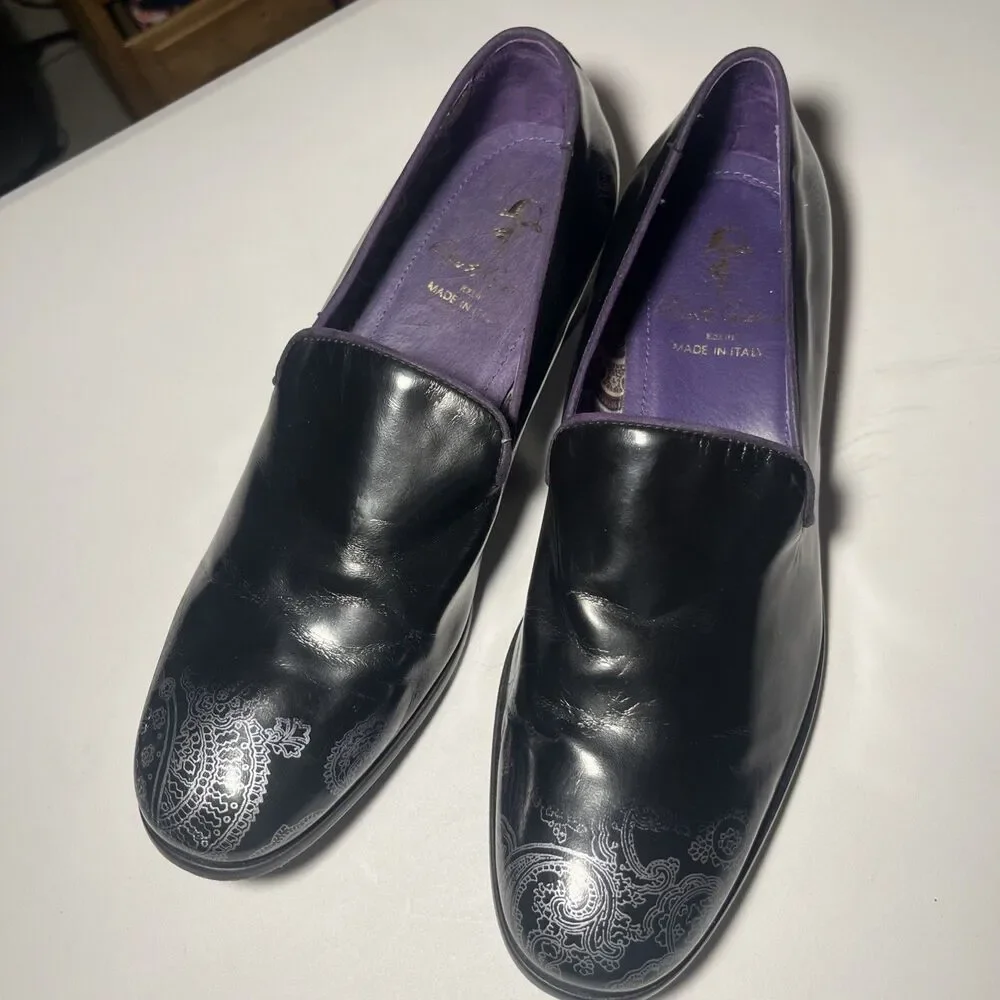Robert Graham Leather Prince Loafers Black Men's